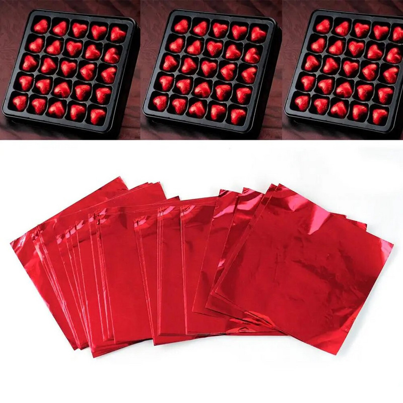 100 vnt. / rinkinys Kvadratinis saldainių paketas saldumynų šokolado folijos popieriniai įvyniojimai konditerijos kalėdinio vakarėlio šventės dekoravimo reikmenys