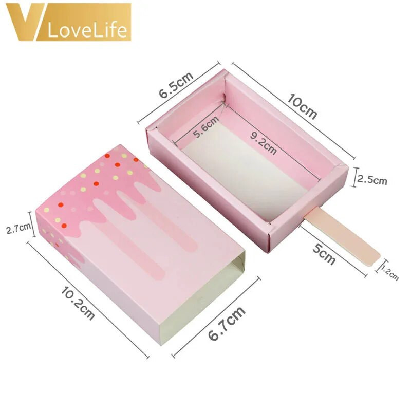 10 vnt/part Ledų saldainių dėžutė Dovanų dėžutės Pakuotė Rožinė Mėlyna Cute Baby Shower Gimtadienio popsicle stalčius Vaikų Vakarėlio Dėžutė