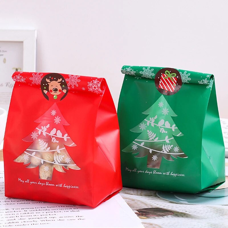 50 vnt Raudona žalia kalėdinių saldainių maišeliai Sausainiai Maišeliai Kepimo pakavimo maišeliai