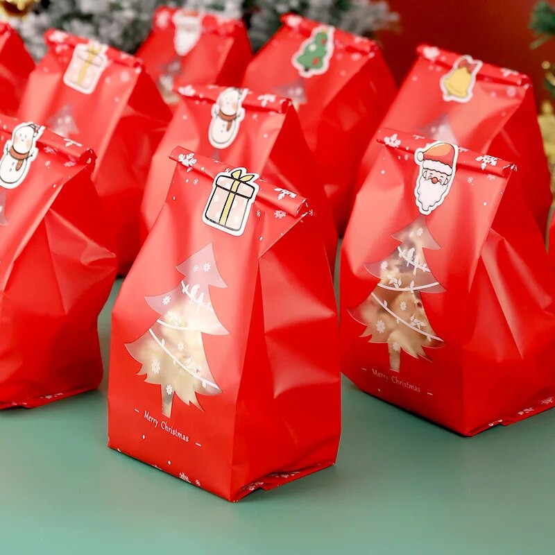 50 vnt Raudona žalia kalėdinių saldainių maišeliai Sausainiai Maišeliai Kepimo pakavimo maišeliai
