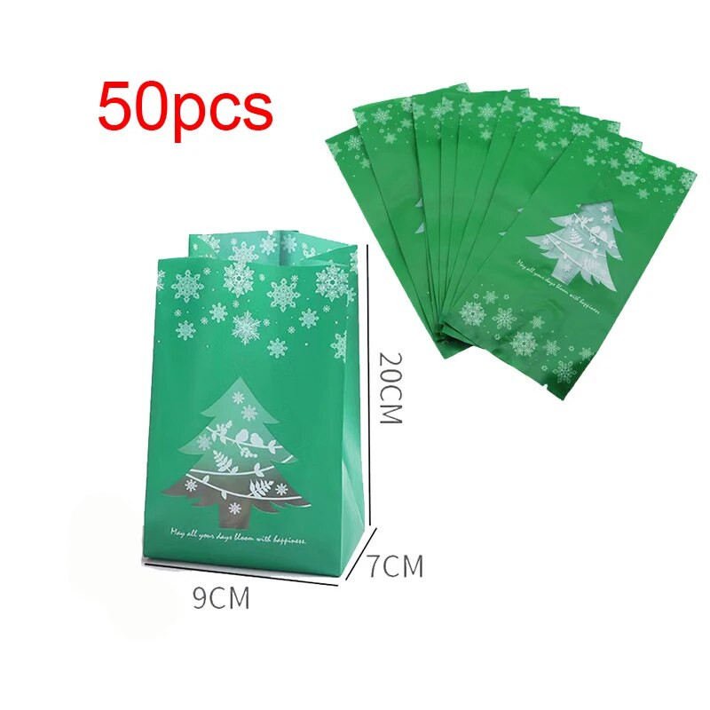 50 vnt Raudona žalia kalėdinių saldainių maišeliai Sausainiai Maišeliai Kepimo pakavimo maišeliai