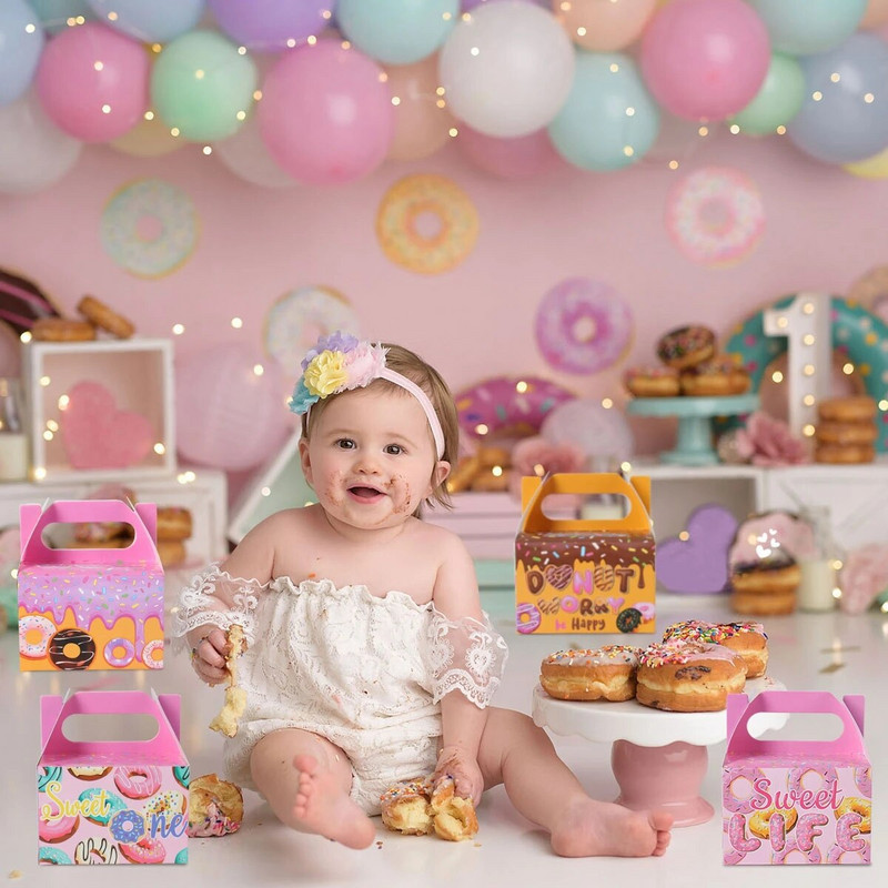 4 vnt. Spurgų dovanų maišelis Desertas Sausainiai Saldainių Dėžutės Gimtadienio dekoravimas Vaikams Dovanų Pakavimo Dėžutė Kūdikių dušo reikmenys mergaitėms