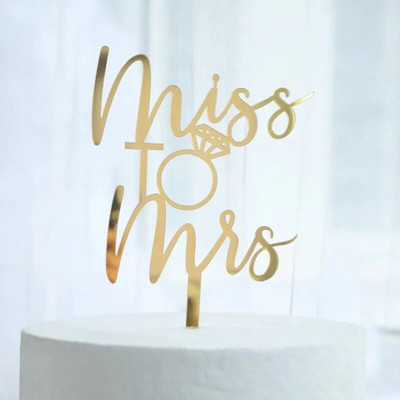 Χρυσό ακρυλικό Mrs Cake Topper Party Favors Είδη διακόσμησης γάμου Αξεσουάρ ψησίματος Διακοσμήσεις επετείου