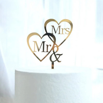 Χρυσό ακρυλικό Mrs Cake Topper Party Favors Είδη διακόσμησης γάμου Αξεσουάρ ψησίματος Διακοσμήσεις επετείου