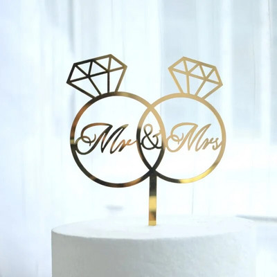 Χρυσό ακρυλικό Mrs Cake Topper Party Favors Είδη διακόσμησης γάμου Αξεσουάρ ψησίματος Διακοσμήσεις επετείου