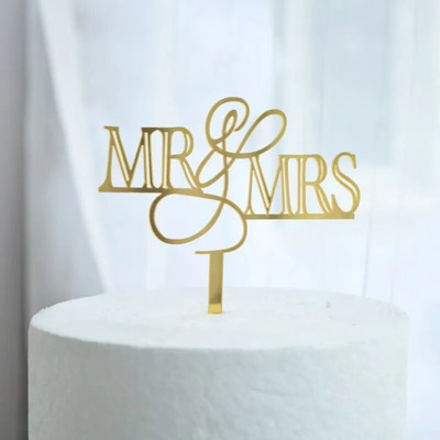 Χρυσό ακρυλικό Mrs Cake Topper Party Favors Είδη διακόσμησης γάμου Αξεσουάρ ψησίματος Διακοσμήσεις επετείου