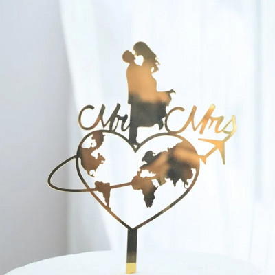 Χρυσό ακρυλικό Mrs Cake Topper Party Favors Είδη διακόσμησης γάμου Αξεσουάρ ψησίματος Διακοσμήσεις επετείου