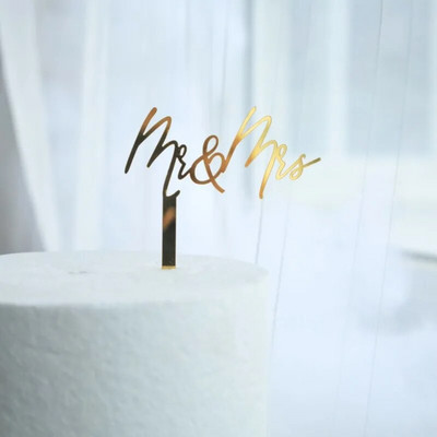 Χρυσό ακρυλικό Mrs Cake Topper Party Favors Είδη διακόσμησης γάμου Αξεσουάρ ψησίματος Διακοσμήσεις επετείου