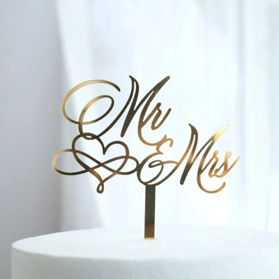 Χρυσό ακρυλικό Mrs Cake Topper Party Favors Είδη διακόσμησης γάμου Αξεσουάρ ψησίματος Διακοσμήσεις επετείου