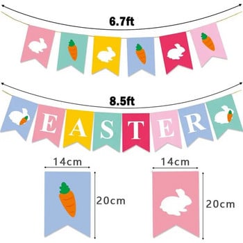 1 комплект Великденско знаме Прекрасен гирлянд от заек и морков, овесарка Банер Парти за рожден ден Подарък Парти Baby Shower Висящ банер Декорация