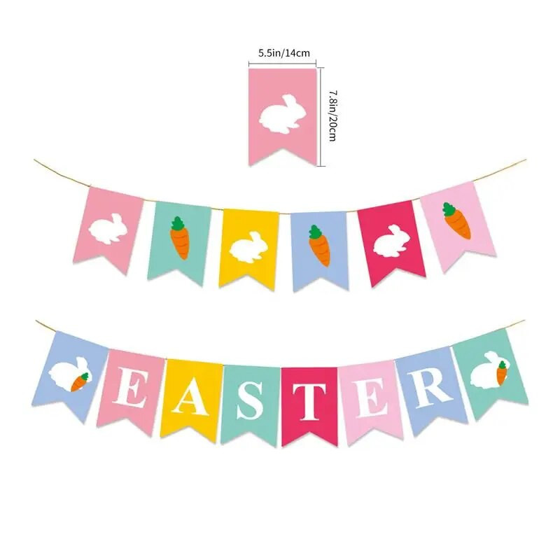 1Velykų vėliavos rinkinys Gražus triušio ir morkų košės girlianda reklaminė juosta Gimtadienio vakarėlis Dovanų vakarėlis Kūdikių dušas Kabanti reklamjuostės dekoravimas