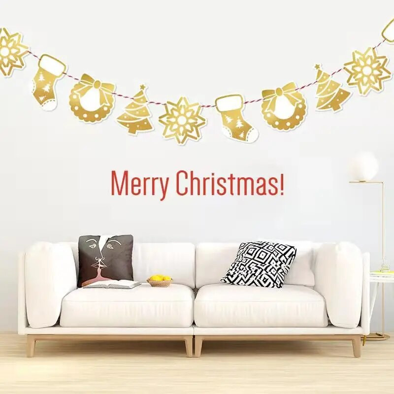 Animacinis filmas Kalėdų Vėliavos Reklaminė juosta Kalėdų Senelis Žingsniai Varpeliai Girliandos Vaikams Linksmų Kalėdų vakarėlis Šventinis Navidad Naujųjų Metų dekoras