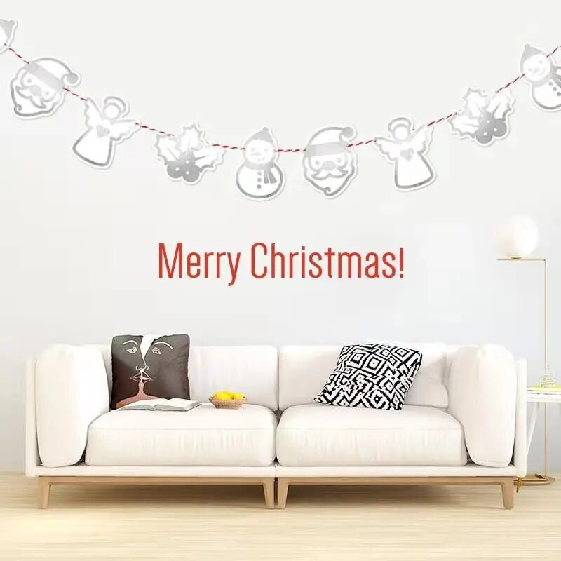 Animacinis filmas Kalėdų Vėliavos Reklaminė juosta Kalėdų Senelis Žingsniai Varpeliai Girliandos Vaikams Linksmų Kalėdų vakarėlis Šventinis Navidad Naujųjų Metų dekoras