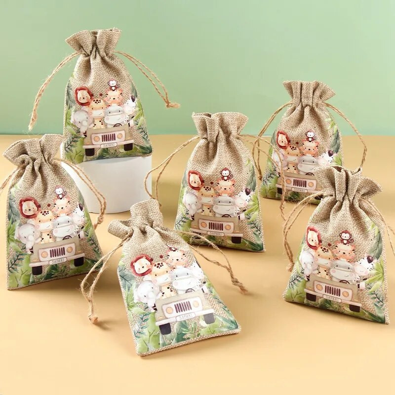 Džiunglių gyvūnų saldainių maišeliai raišteliai Gimtadienio vakarėlio vestuvių dekoravimas Vaikų laukinis safari vakarėlio dekoravimas Kūdikių dušo maišelis dovanų maišelis