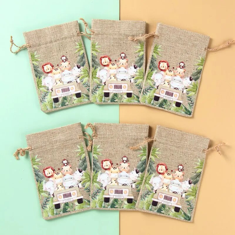 Džiunglių gyvūnų saldainių maišeliai raišteliai Gimtadienio vakarėlio vestuvių dekoravimas Vaikų laukinis safari vakarėlio dekoravimas Kūdikių dušo maišelis dovanų maišelis