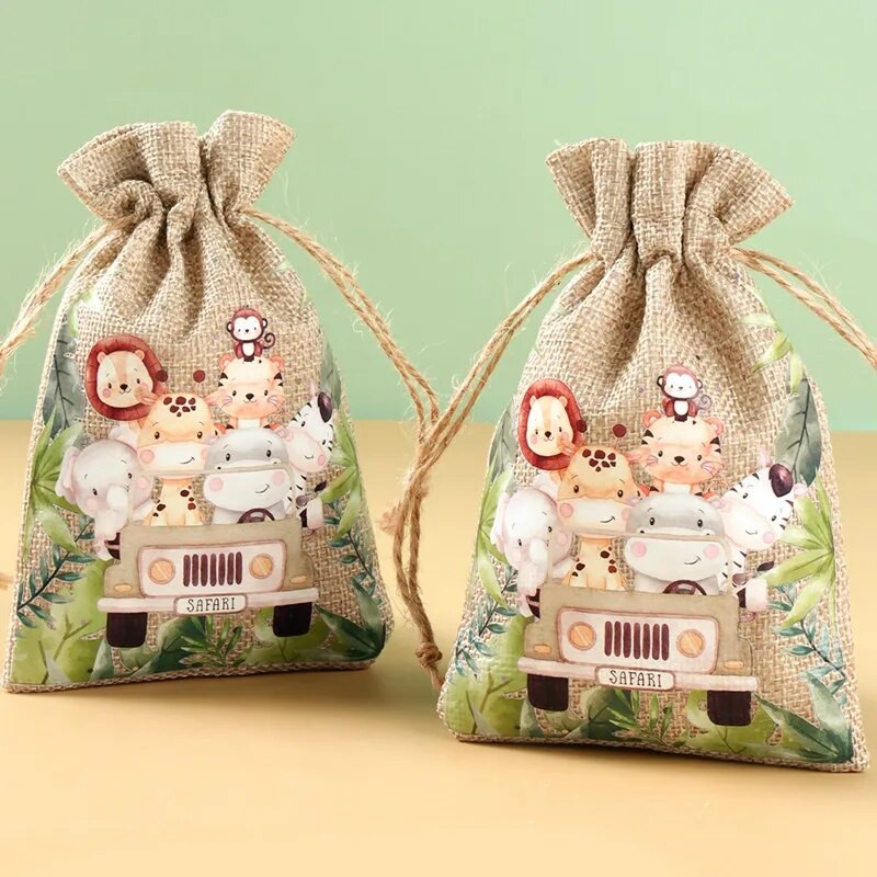 Džiunglių gyvūnų saldainių maišeliai raišteliai Gimtadienio vakarėlio vestuvių dekoravimas Vaikų laukinis safari vakarėlio dekoravimas Kūdikių dušo maišelis dovanų maišelis