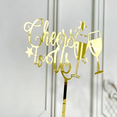 Acrylic Cake Topper Letter Happy New Year with Wine Glass Cheers Μπομπονιέρες ψησίματος παραμονής χρονιάς