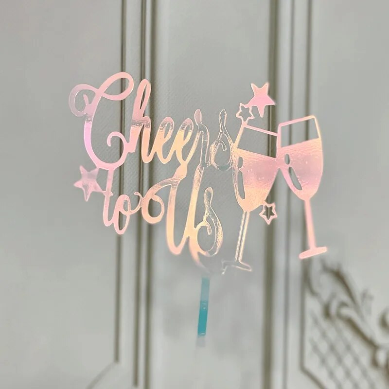 Akrilo pyrago viršaus laiškas Laimingų Naujųjų Metų su vyno taure Linksma Metų išvakarių vakarėlio kepimo puošmena