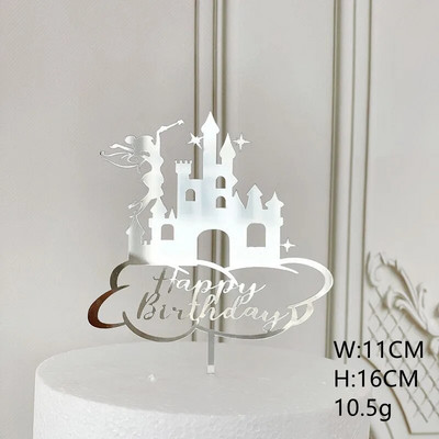 New Fairy Girls Happy Birthday Cake Topper Χρυσό ακρυλικό χαριτωμένο γωνιακό κάλυμμα κέικ για μωρά κορίτσια Διακοσμήσεις τούρτας γενεθλίων