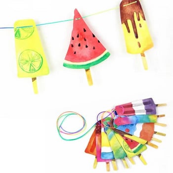 Тематично парти на Hawaii Popsicle String Banner Панделки Popsicles гирлянди Значки за рожден ден Партита Висящи овесарки Декорации