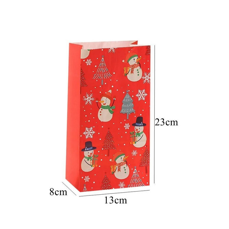 6vnt Kalėdinis kraftpopierinis maišelis Spalvinga kartoninė sniego senelio / Kalėdų Senelio dovanų maišeliai Kalėdų vakarėlio dekoravimui Dovanų pakavimo maišeliai