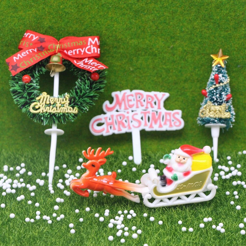 4 vnt Kalėdų pyrago tvarsčiai Kalėdų Senelio elnio žvaigždės medžio varpelio girlianda stovi bandeles keksiukų vakarėlio stalas Valgomas gimtadienio vestuvių dekoras