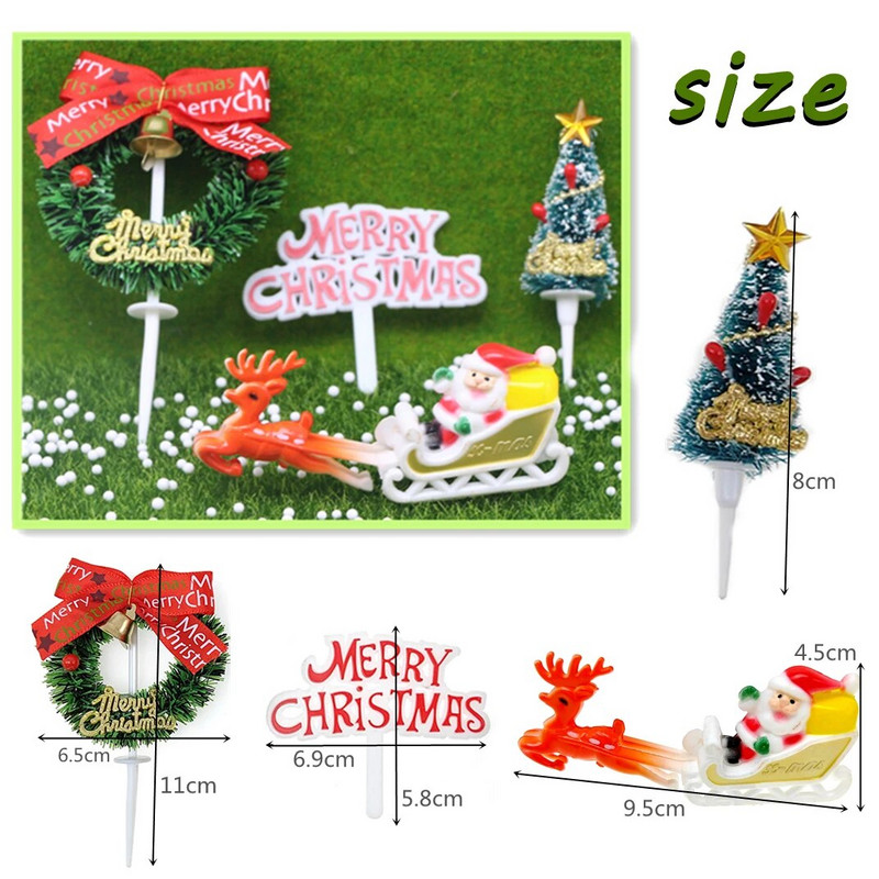 4 vnt Kalėdų pyrago tvarsčiai Kalėdų Senelio elnio žvaigždės medžio varpelio girlianda stovi bandeles keksiukų vakarėlio stalas Valgomas gimtadienio vestuvių dekoras
