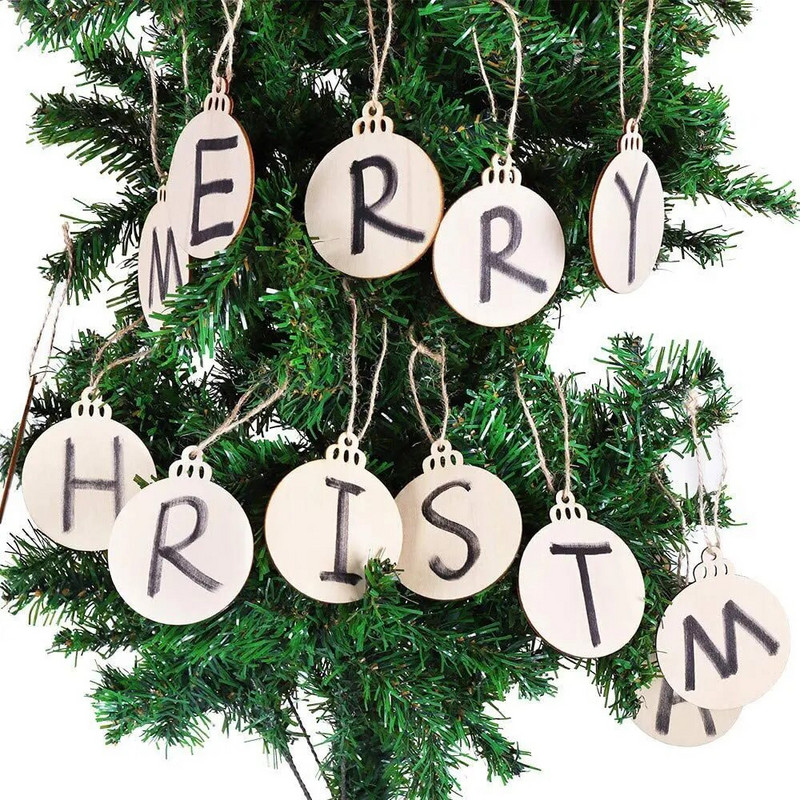 20 vnt Kalėdų mediniai griežinėliai „Pasidaryk pats“ amatai, apvalūs papuošalai Žymės Namų vakarėliui skirtos dekoracijos Kalėdų eglutės pakabukų papuošalų reikmenys