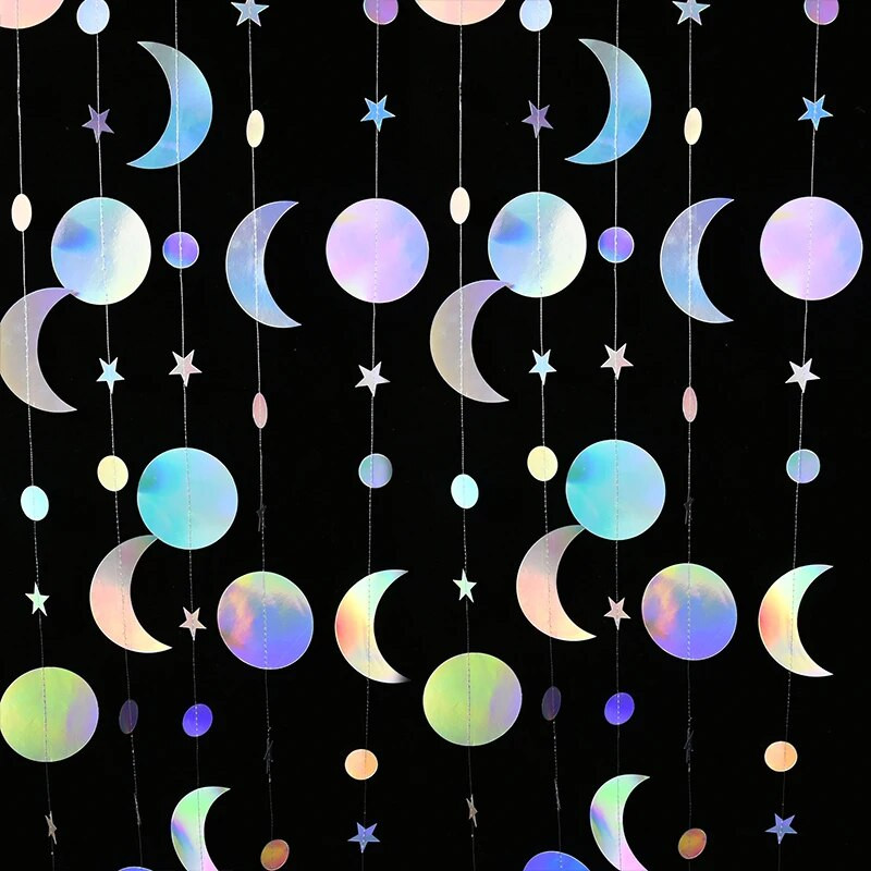 3,8–4,2 m auksinė sidabrinė popierinė girlianda, skirta gimtadienio vestuvių dekoravimui Aukštos kokybės blizgančio popieriaus kabanti Ramadano dekoracija