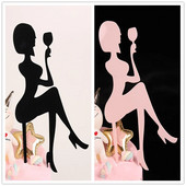 Fashion Lady Girl Cake Topper Ακρυλικό Διακόσμηση γαμήλιας τούρτας σημαία Χρόνια πολλά Cupcake Toppers Προμήθειες για εορταστικό πάρτι