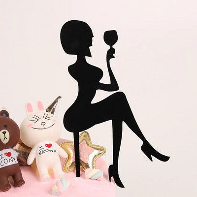 Fashion Lady Girl Cake Topper Ακρυλικό Διακόσμηση γαμήλιας τούρτας σημαία Χρόνια πολλά Cupcake Toppers Προμήθειες για εορταστικό πάρτι