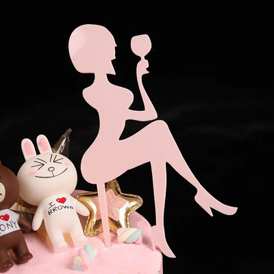 Fashion Lady Girl Cake Topper Ακρυλικό Διακόσμηση γαμήλιας τούρτας σημαία Χρόνια πολλά Cupcake Toppers Προμήθειες για εορταστικό πάρτι