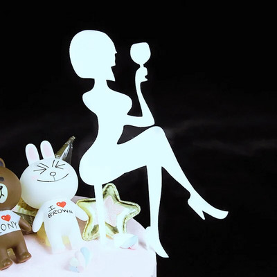 Fashion Lady Girl Cake Topper Ακρυλικό Διακόσμηση γαμήλιας τούρτας σημαία Χρόνια πολλά Cupcake Toppers Προμήθειες για εορταστικό πάρτι