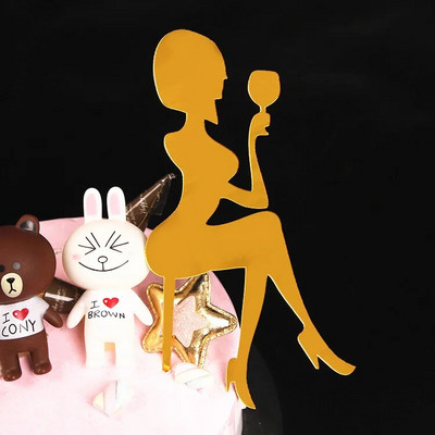 Fashion Lady Girl Cake Topper Ακρυλικό Διακόσμηση γαμήλιας τούρτας σημαία Χρόνια πολλά Cupcake Toppers Προμήθειες για εορταστικό πάρτι