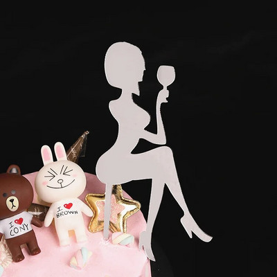 Fashion Lady Girl Cake Topper Ακρυλικό Διακόσμηση γαμήλιας τούρτας σημαία Χρόνια πολλά Cupcake Toppers Προμήθειες για εορταστικό πάρτι