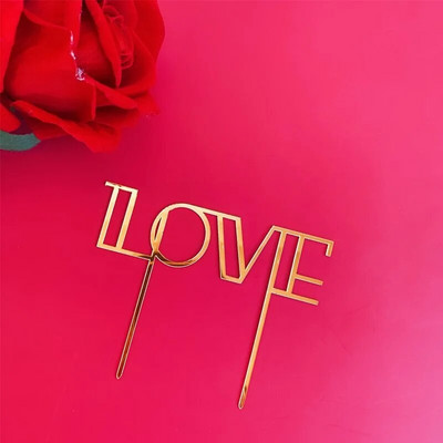 Πάρτι LOVE Ένθετο τούρτας Γαμήλια τούρτα Διακόσμηση επετείου Τούρτας Top Flag Διακόσμηση βαλεντίνων αγάπης ακρυλικό κέικ διακόσμηση κάρτα