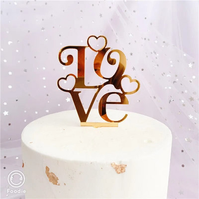 Πάρτι LOVE Ένθετο τούρτας Γαμήλια τούρτα Διακόσμηση επετείου Τούρτας Top Flag Διακόσμηση βαλεντίνων αγάπης ακρυλικό κέικ διακόσμηση κάρτα