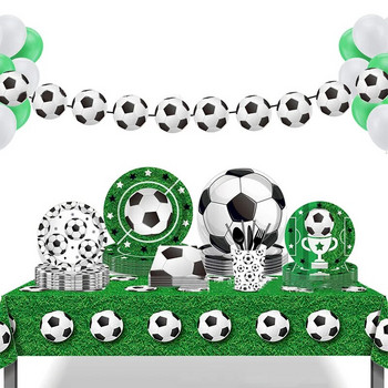 Футболни спортни тематични парти банерни гирлянди Честит рожден ден Парти Декор Деца Момчета Момичета Футболни дърпащи флагове Училищни спортни тематични декори