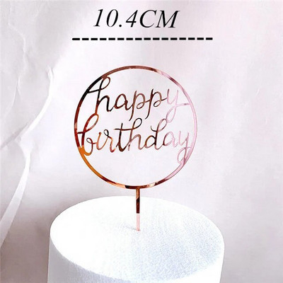 Νέο Creative Rose Gold Topper για τούρτες Happy Birthday Acrylic Cake Toppers For Birthday Party Cake Decor Cupcake Flag Party Supplies
