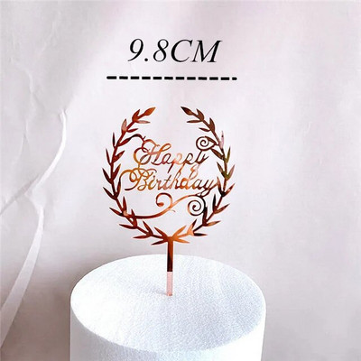 Νέο Creative Rose Gold Topper για τούρτες Happy Birthday Acrylic Cake Toppers For Birthday Party Cake Decor Cupcake Flag Party Supplies