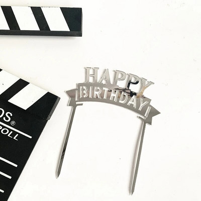 Αγόρι και κορίτσι Happy Birthday Cake Topper Baby γενέθλια Cupcake Flag Ακρυλικό Cupcake Topper Διακόσμηση τούρτας για πάρτι γενεθλίων