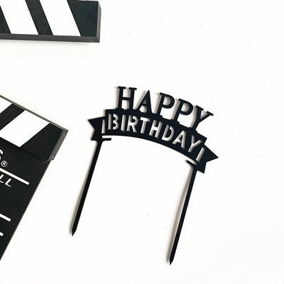 Αγόρι και κορίτσι Happy Birthday Cake Topper Baby γενέθλια Cupcake Flag Ακρυλικό Cupcake Topper Διακόσμηση τούρτας για πάρτι γενεθλίων