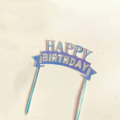 Αγόρι και κορίτσι Happy Birthday Cake Topper Baby γενέθλια Cupcake Flag Ακρυλικό Cupcake Topper Διακόσμηση τούρτας για πάρτι γενεθλίων