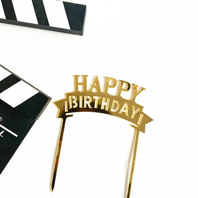 Αγόρι και κορίτσι Happy Birthday Cake Topper Baby γενέθλια Cupcake Flag Ακρυλικό Cupcake Topper Διακόσμηση τούρτας για πάρτι γενεθλίων