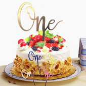 Roosa kullast ühe sünnipäeva tordikatted Akrüülist beebi 1. sünnipäevaks palju õnne sünnipäevaks Baby Shower Peokoogid Magustoidu kaunistused