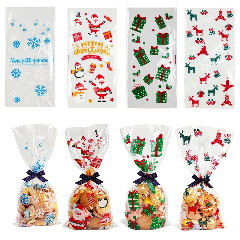 50 vnt Kalėdų dovanų maišelis Skaidrūs plastikiniai maišeliai dovanoms Saldainiai Sausainiai Kalėdų Namų parduotuvė Išpardavimas Dovanų Sausainiai Pakavimo maišeliai