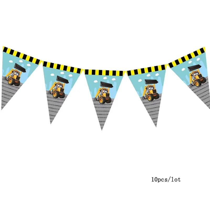 10 vnt./pak. Futbolo popieriaus vėliavos inžinerijos transporto priemonės reklamjuostė vaikams su gimtadienio vakarėliu