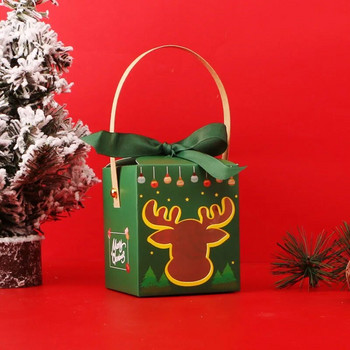 MissDeer 1бр Коледна хартиена подаръчна кутия Чанти Коледни декорации за дома Натални бонбони Шоколадова чанта Нова година 2024 Консумативи Navidad