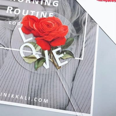 3D Rose Love Akrüülist pulmakoogi kattekiht Sõbrapäeva pulmapeo koogi lipud Kaunistab DIY pulmade magustoidu koogi kaunistus