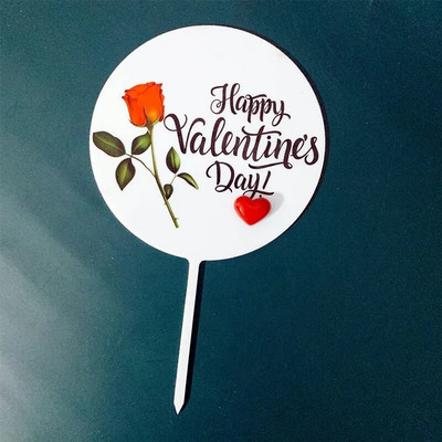 3D Rose Love Akrüülist pulmakoogi kattekiht Sõbrapäeva pulmapeo koogi lipud Kaunistab DIY pulmade magustoidu koogi kaunistus